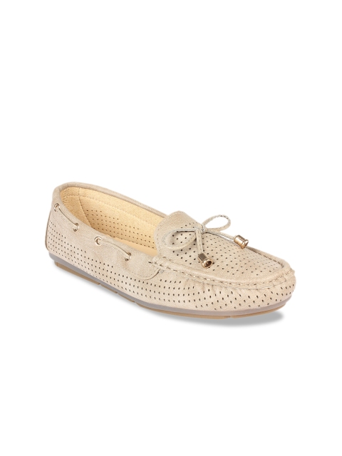 

Flat n Heels Women Beige Perforated Boat Shoes