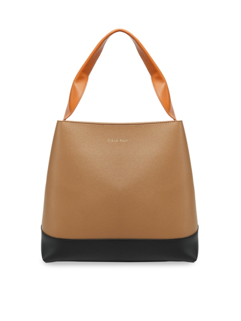

Diana Korr Brown & Black Colourblocked Handheld Bag