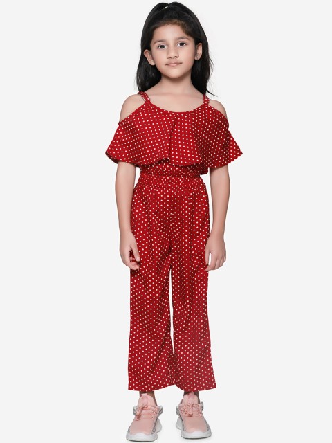 

LilPicks Girls Red Printed Top with Trousers