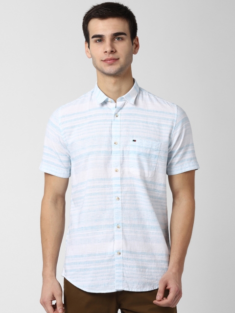 

Peter England Casuals Men Blue & White Slim Fit Striped Casual Shirt