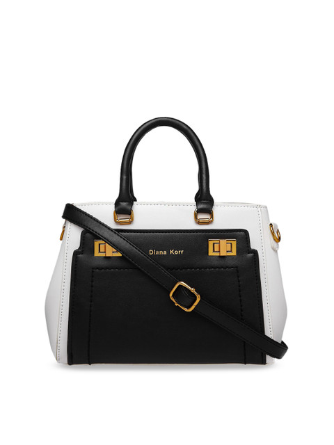 

Diana Korr Black & Off-White Colourblocked Handheld Bag
