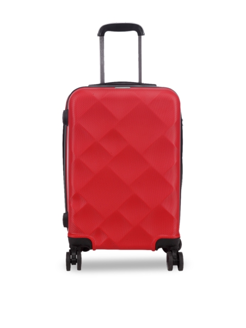 

Teakwood Leathers Red Textured Hard-Sided Cabin Trolley Suitcase