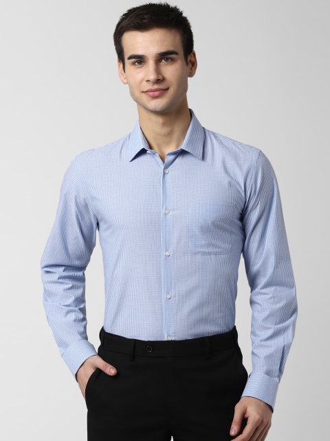 

Peter England Men Blue Regular Fit Checked Formal Shirt
