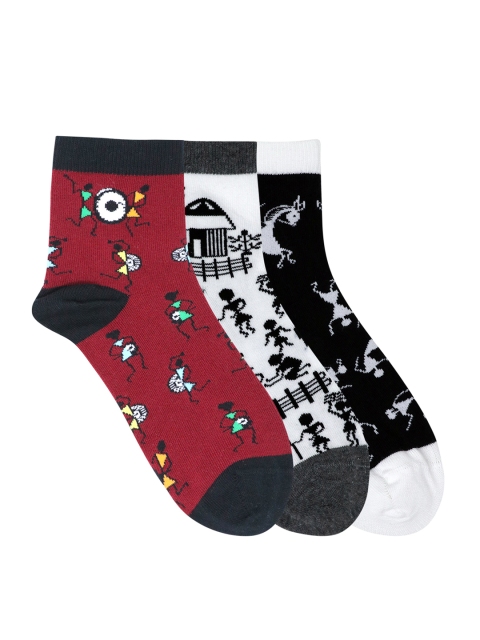 

Mustang Women Pack Of 3 Patterned Above Ankle-Length Socks, Black
