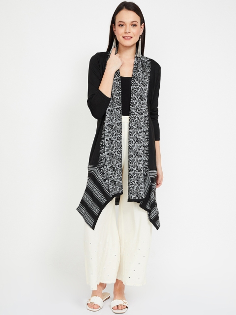 

Melange by Lifestyle Women Black & White Self Design Open Front Shrug