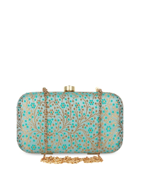 

Anekaant Sea Green Printed Clutch