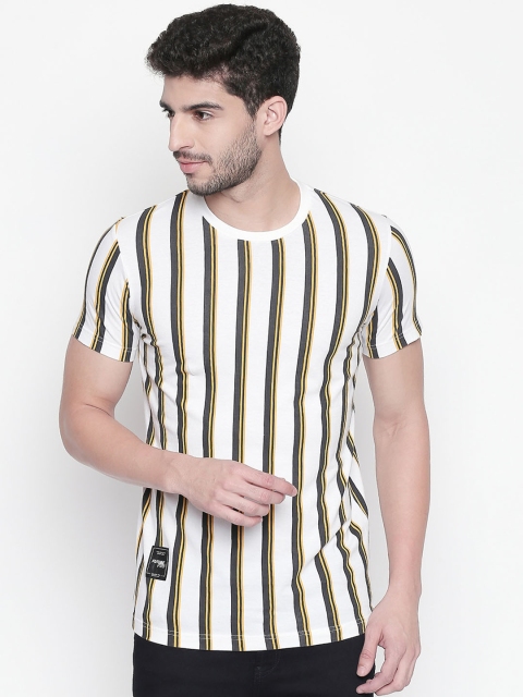 

Mufti Men White & Grey Striped Round Neck T-shirt