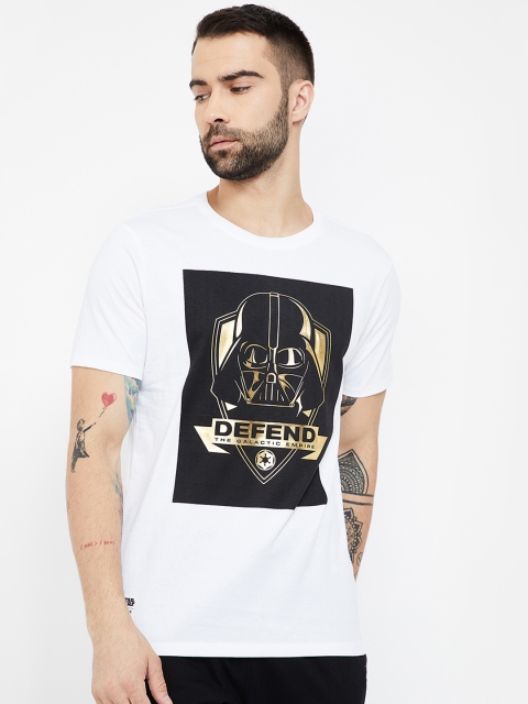 

Forca by Lifestyle Men White Star Wars Printed Round Neck Slim Fit T-shirt