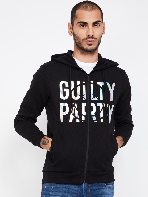 

Smiley World Men Black & White Printed Hooded Sweatshirt