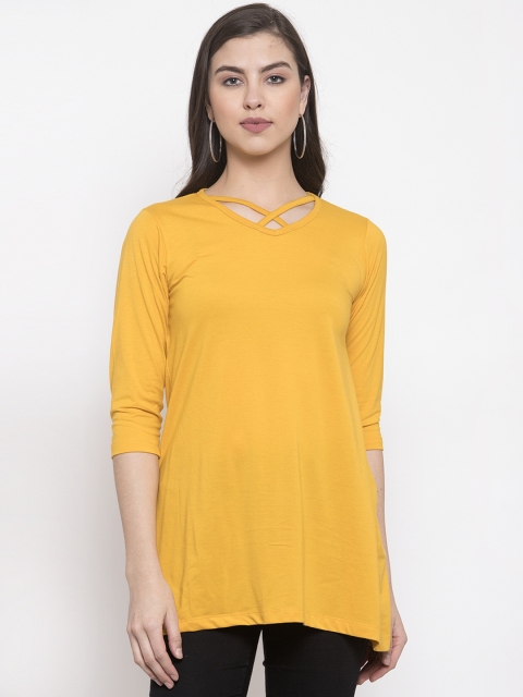 

Kalt Yellow Solid Tunic