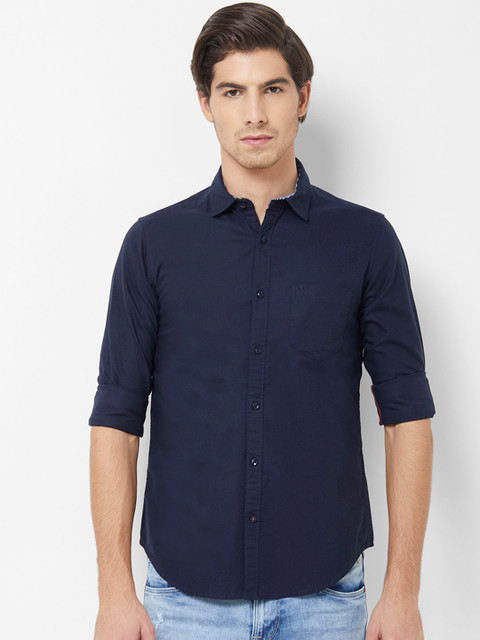 

Killer Men Navy Blue Regular Fit Solid Casual Shirt