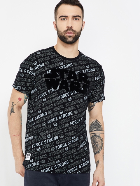 

Forca by Lifestyle Men Black Star Wars Printed Round Neck Slim Fit T-shirt