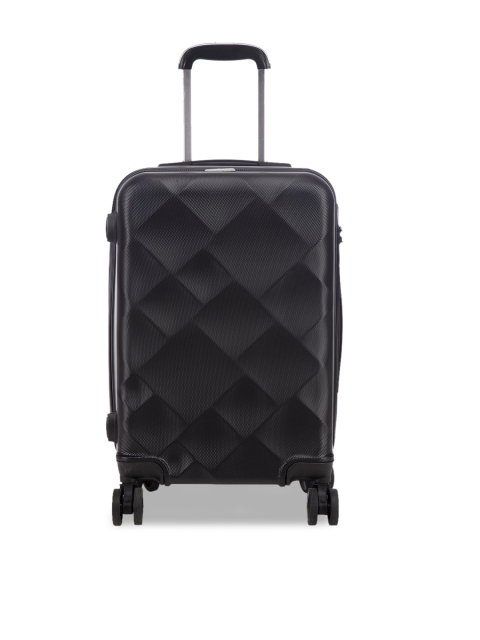 

Teakwood Leathers Black Textured Hard-Sided Cabin Trolley Suitcase