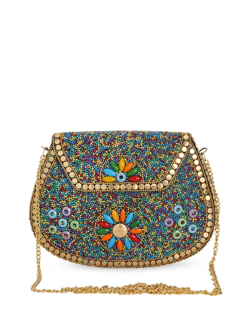 

Anekaant Multicoloured & Gold-Toned Embellished Embellished Clutch, Multi