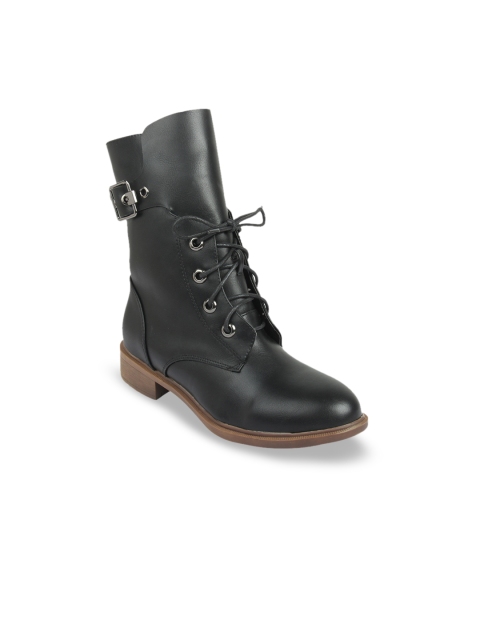 

Flat n Heels Women Black Solid Heeled Boots