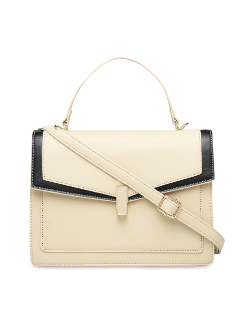 

Diana Korr Beige Colourblocked Satchel Bag