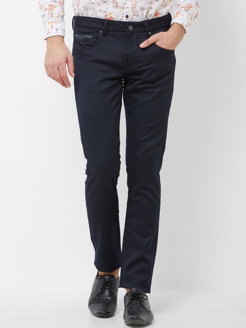 

Killer Men Navy Blue Slim Fit Checked Regular Trousers