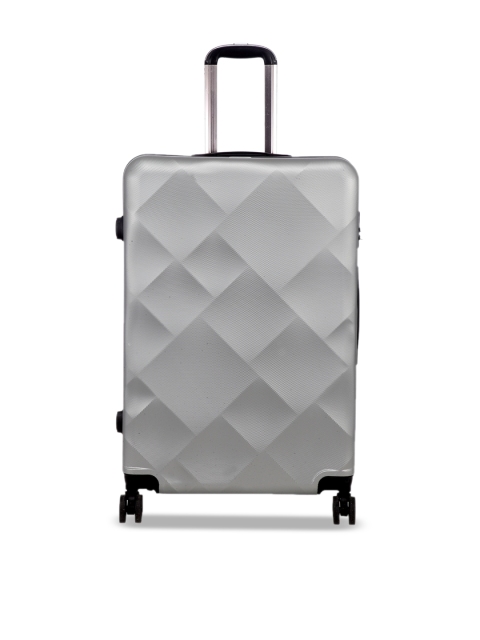 

Teakwood Leathers Silver-Toned Textured Hard-Sided Large Trolley Suitcase