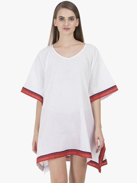

GRASS by Gitika Goyal Women White Solid Kaftan Top
