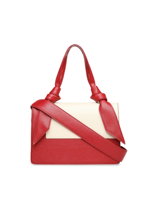 

Diana Korr Maroon & Off-White Colourblocked Handheld Bag