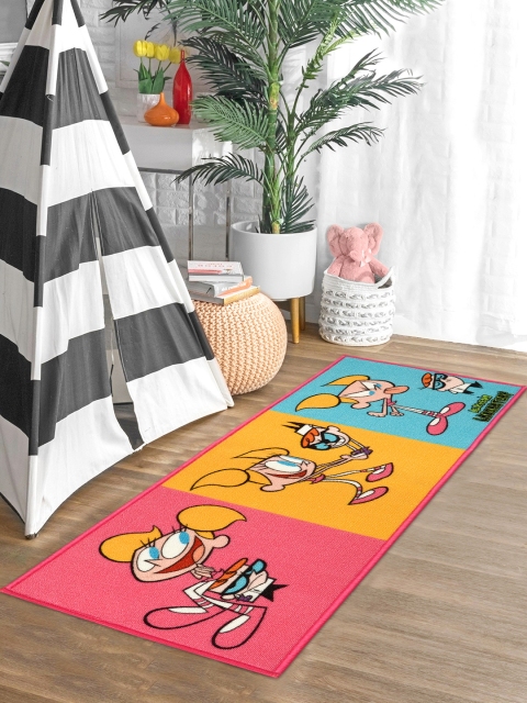 

Saral Home Pink & Mustard Yellow Dexters Laboratory Printed Anti-Skid Runner