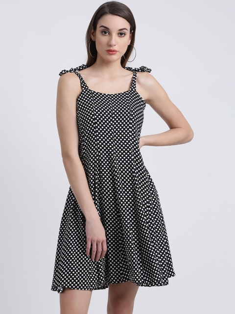 

Zink London Women Black Printed Fit and Flare Dress