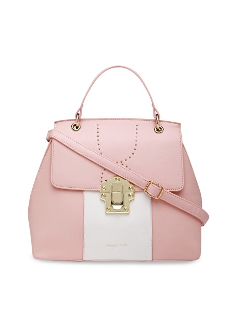 

Diana Korr Pink & White Colourblocked Handheld Bag