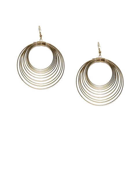 

Bamboo Tree Jewels Gold-Toned Handcrafted Circular Drop Earrings