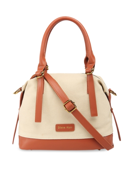 

Diana Korr Beige & Brown Colourblocked Handheld Bag