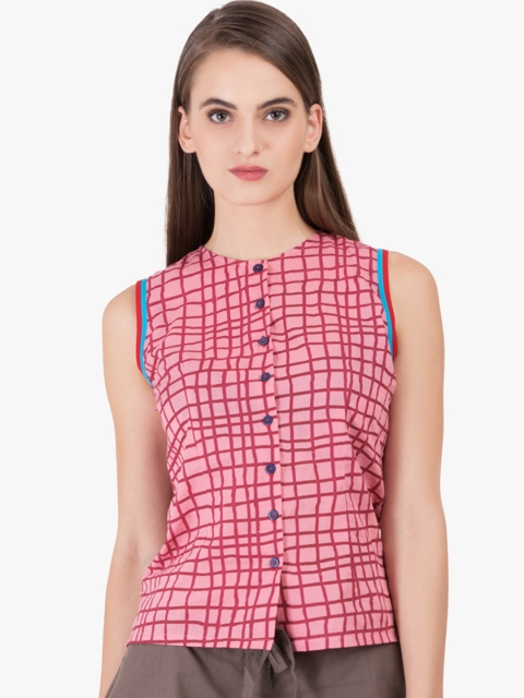 

GRASS by Gitika Goyal Women Pink Printed Top