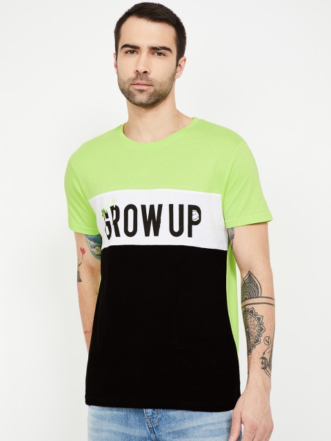

Smiley World Men Black Colourblocked Slim Fit Round Neck T-shirt