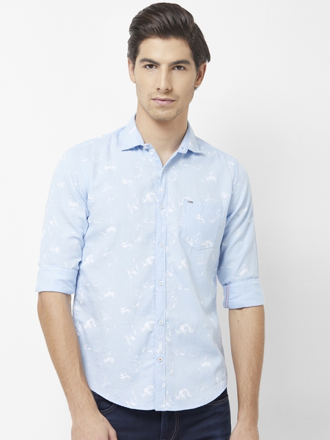 

Killer Men Blue & White Regular Fit Printed Casual Shirt