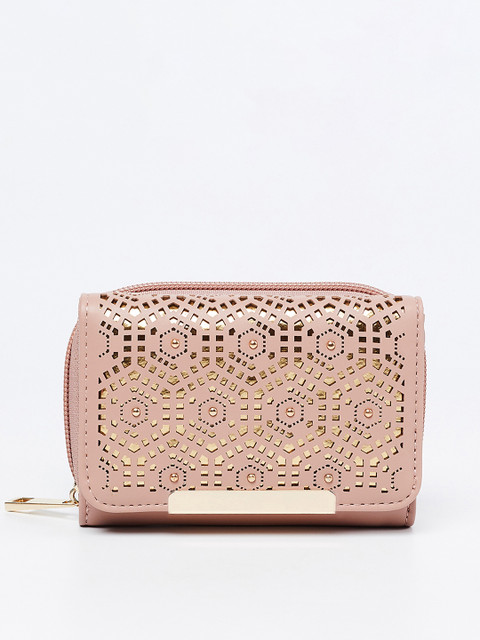 

Ginger by Lifestyle Women Pink Self Design Three Fold Wallet