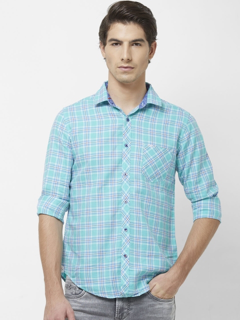 

Killer Men Sea Green Regular Fit Checked Casual Shirt