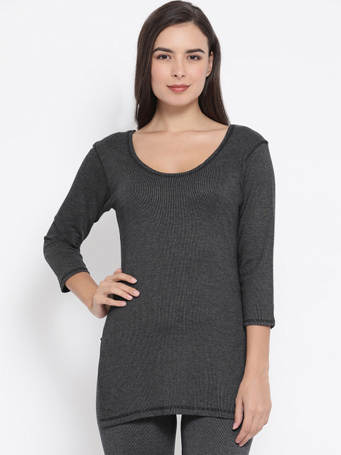 

Macrowoman W-Series Women Black Striped Thermal Top