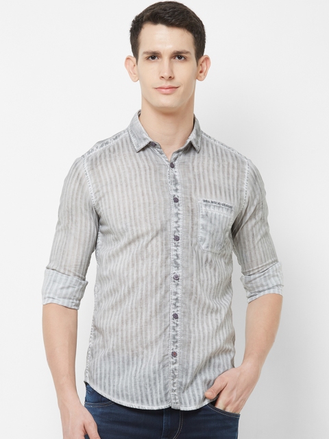 

Killer Men Grey Regular Fit Striped Casual Shirt