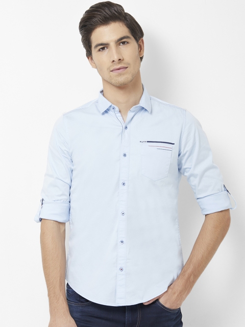 

Killer Men Turquoise Blue Regular Fit Solid Casual Shirt