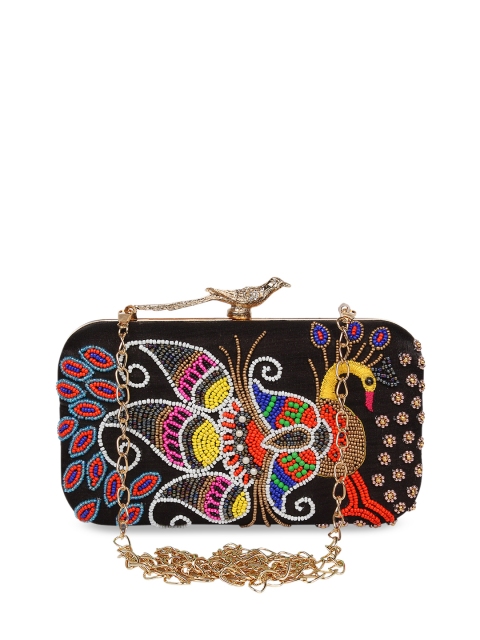 

Anekaant Black & Yellow Embellished Clutch