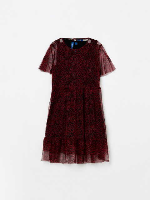 

Fame Forever by Lifestyle Girls Maroon & Black Printed A-Line Dress