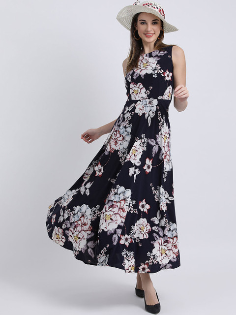 

Zink London Women Blue Printed Maxi Dress