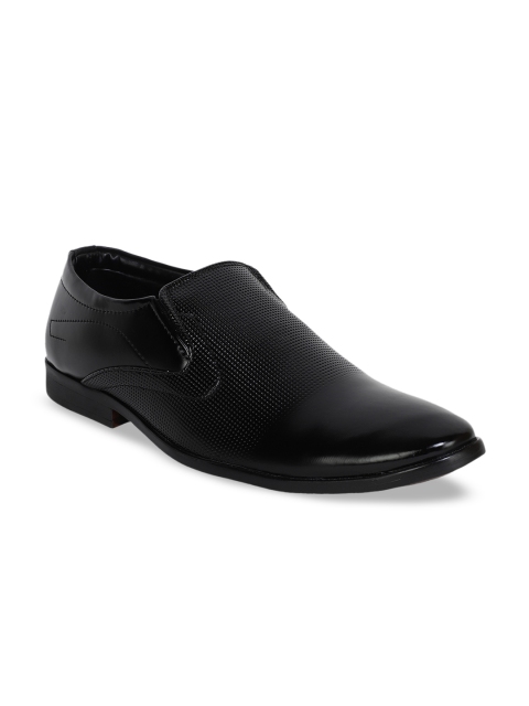 

Respiro Men Black Textured Formal Slip-On Shoes