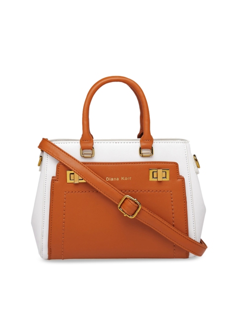 

Diana Korr Brown & Off-White Colourblocked Handheld Bag