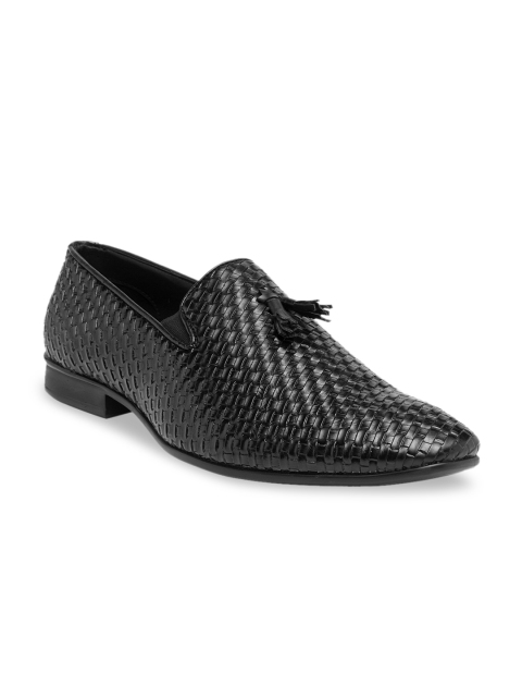 

TREEMODA Men Black Solid Formal Leather Slip-on Shoes