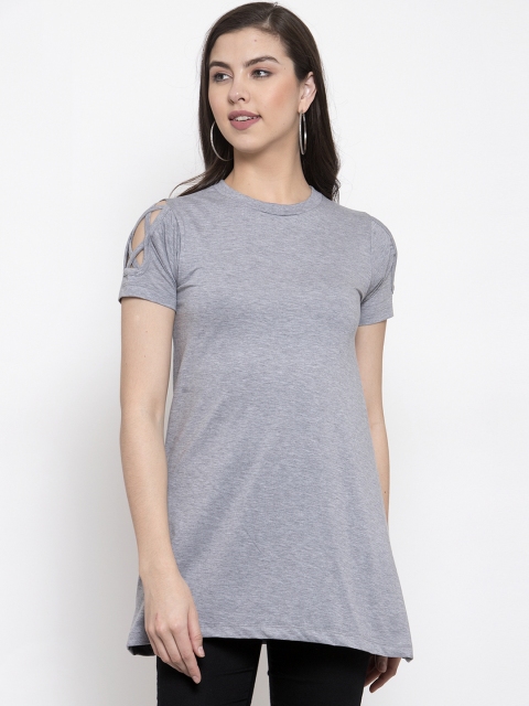

Kalt Grey Solid Tunic, Grey melange