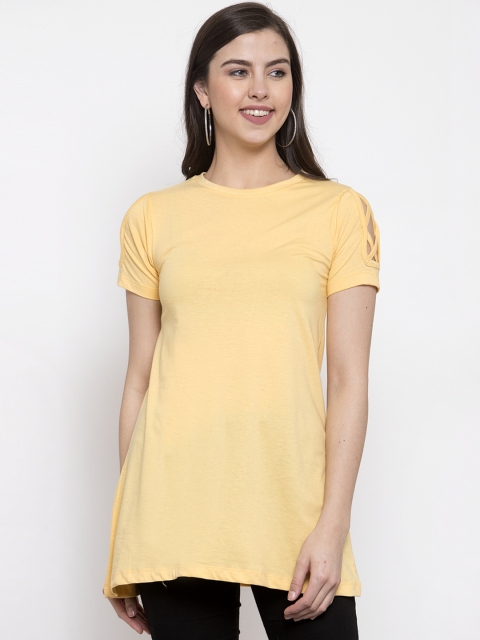 

Kalt Yellow Solid Tunic