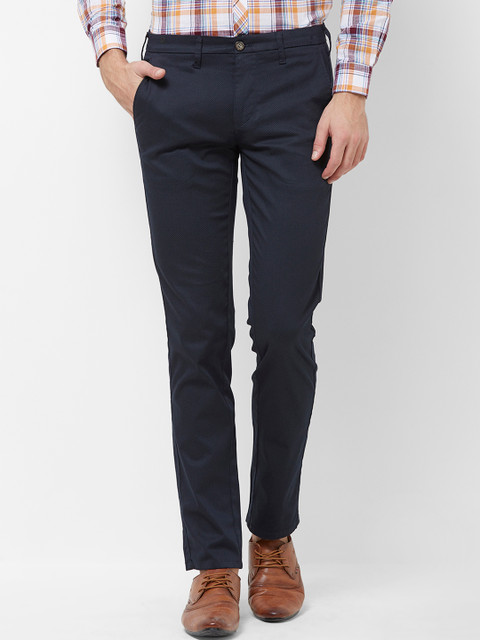 

Killer Men Navy Blue Slim Fit Self Design Regular Trousers
