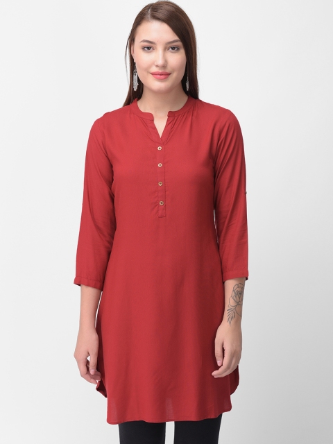 

aayusika Women Maroon Solid Straight Kurta