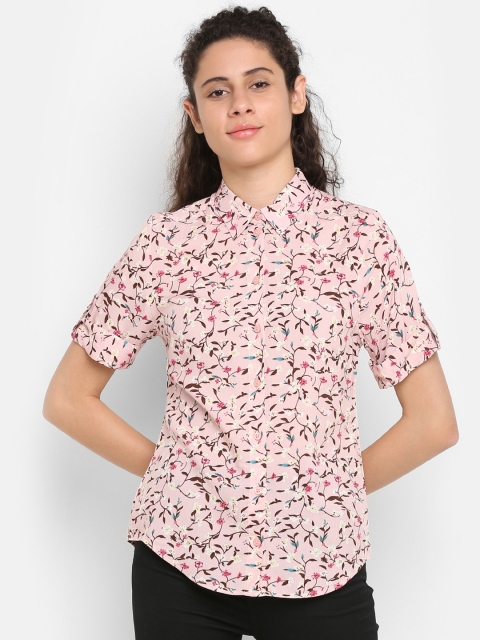 

Double Two Women Pink & Brown Regular Fit Printed Casual Shirt