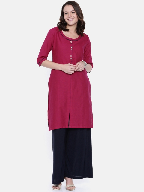 

Rasada Women Maroon Solid Straight Kurta