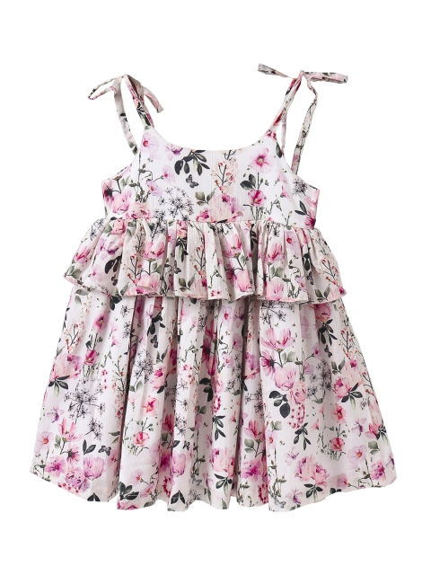 

Hugsntugs Girls White Printed A-Line Dress